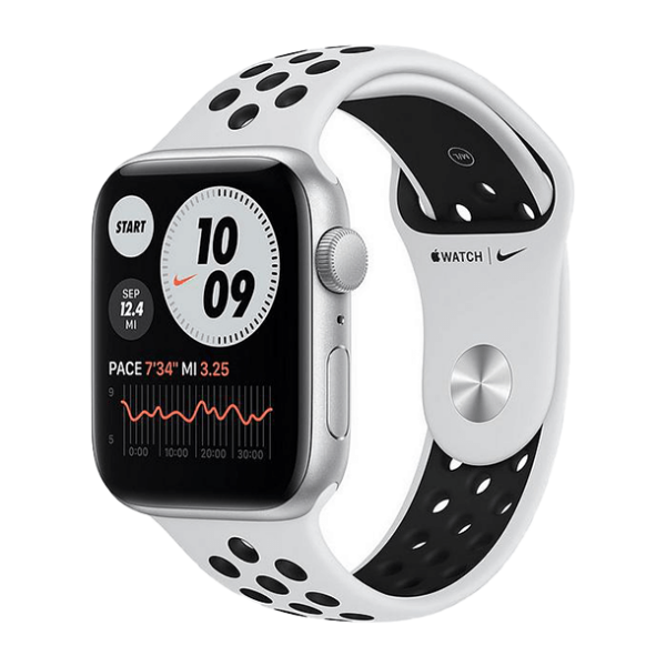 Apple Watch Nike SE 2021 MKQ73 GPS 44mm Silver Aluminium White Sport Band